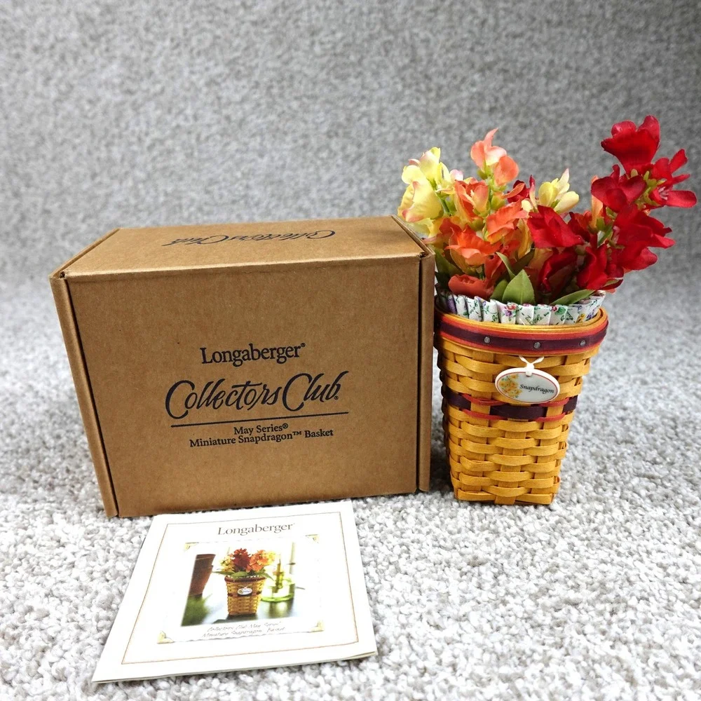 Longaberger 2007 Collectors Club May‎ Series Mini Snapdragon Basket Set Boxed